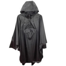 Black Hooded PU Reflevtive Raincoat/Rain Jacket